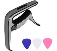 EXENXA Accordatore per Chitarra Capotasto per Chitarra Multifunzionale in Lega di Zinco, con Plettri per Chitarra 3 Pezzi, per Accessori per Basso per Chitarre Acustiche,Nero