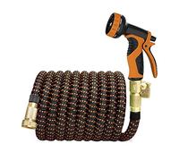EXENXA Tubo da giardino espandibile extra resistenza, raccordi in ottone massiccio, il tubo flessibile per acqua senza pieghe (colore: blu, dimensioni: 25 m) (verde 30 m) (arancione 75 piedi)