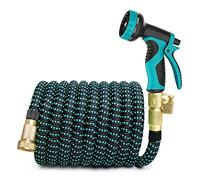 EXENXA Tubo da giardino espandibile extra resistenza, raccordi in ottone massiccio, il tubo flessibile per acqua senza pieghe (colore: blu, dimensioni: 25 m) (verde 30 m) (blu 30 m)