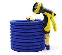 EXENXA Tubo da giardino espandibile extra resistenza, raccordi in ottone massiccio, il tubo flessibile per acqua senza pieghe (colore: blu, dimensioni: 25 m) (verde 30 m) (giallo 30 m)