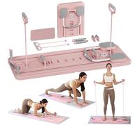 ExeractFit Pilates Board - 2025 Upgraded Pieghevole Macchina Reformer Pilates per Casa Multifunktional Tavola da Pilates Addominali Rullo Rimbalzo Automatico(Rosa)