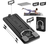 ExeractFit Pilates Board Pilates Reformer Machine Set, Foldable Multi-Purpose Rullo per Addominali Rulli Addominali con Rimbalzo Automatico, Attrezzo per Allenamento a Casa(Nero senza Impugnatura)