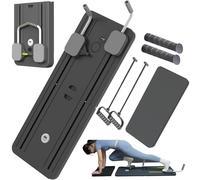 ExeractFit Pilates Board Pilates Reformer Machine Set, Foldable Multi-Purpose Rullo per Addominali Rulli Addominali con Rimbalzo Automatico, Attrezzo per Allenamento a Casa(Nero con Impugnatura)