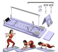 ExeractFit Reformer Pilates per Casa Pilates Board Kit con Barra per Pilate e Fasce di Resistenza Tavola Pilate Multifunzionale Rullo per Addominali Machine(Viola)
