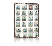 Exercise Metal Sign Step By Step Posture Diagram Tin Wall Decor Weathered Edge For Dojo Corner 8 X 12 inch