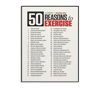 Exercise Motivation Poster 50 Reasons to Workout Canvas Wall Art for Home Gym Office and Cafe Wall Decor(Framed,16x24inch(40x60cm))