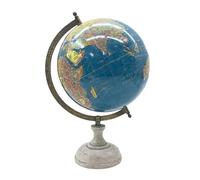 EXERZ 13cm Mappamondo Antico Blu Oceano con Base in Legno (13 cm)