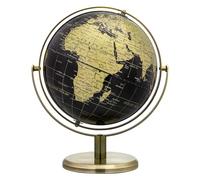 Exerz 20 cm mappamondo nero oro girevole mappa in inglese Bronze supporto
