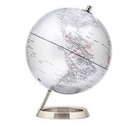 EXERZ 25CM Mappamondo - in Inglese - Globo - con una base in acciaio inossidabile - Argento Metallizzato