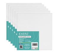 Exerz 30x30cm Pannelli in Tela 6pz - 3mm/ 280gsm/ 100% Cotone Cartoni Telati d’Artista Bianca per Pittura/Vuote/Tre Strati di Gesso/Prive di acidi/Grana Media - Olio o Acrilico
