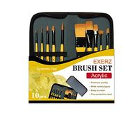 Exerz JH024 Set di pennelli per pittori - 10 pennelli professionali sintetici in una custodia protettiva da viaggio/perfetto per acrilico, acquerelli, tempera & pittura del viso