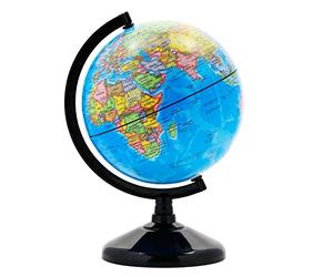 Exerz Mappamondo 14 cm Mappa Italiana Base Nera per Scuola e Ufficio | Base leggera in ABS per scrivania casa studio adatto a bambini studenti adulti regalo educativo e decorativo
