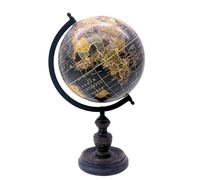 EXERZ Mappamondo vintage 13cm, Mappa inglese, nero con base in legno (13cm nero)