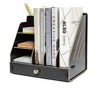 Exerz organizer da scrivania con cassetto in legno per ordinare, facile da montare, a 3 strati, per documenti in formato A4, per riporre documenti e lettere e rastrelliera per ufficio e casa