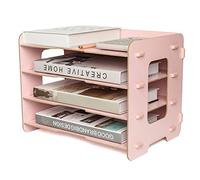 Exerz Portadocumenti In Legno A 4 Livelli Per Scrivania, Forniture Per Ufficio, Portadocumenti, Compiti, Scuola, Quaderni, Lettere E Riviste, Cancelleria, Decorazioni Creative Fai Da Te (Rosa)