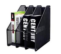 Exerz Portariviste a 3 Scomparti/Rastrelliera in metallo da Tavolo/Supporto per documenti/Cartelle/Organizzatore (Nero)