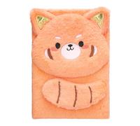 Exerz Quaderno A5 « Hello Raccoon » - Diario Peluche Arancione Imbottito, Orecchie Brillanti, 160 Pagine - Taccuino Soffice per Bambini, Scuola & Regali (Dolce Mandarino)