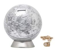 EXERZ Salvadanaio Mappamondo 16 cm Argento Mappa Inglese