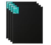 Exerz Tela pre-allungata nera, 40 x 50 cm, confezione da 4 - 100% cotone, 280 g/m², tripla imprimita, priva di acidi, grana media, 1,7 cm, tela artistica incorniciata per pittura acrilica e ad olio