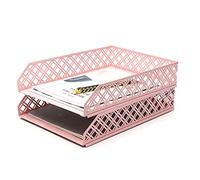 Exerz Vaschette Portacorrispondenza 2 pezzi, Vassoio Portalettere Impilabile, Organizer da Scrivania - Portadocumenti in Rete Metallica - Ufficio, Scuola