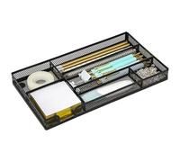 Exerz Vassoio Organizer in Rete per Cassetto, 6 Scomparti, Metallo Resistente, Organizer Impilabile per Scrivania e Ufficio