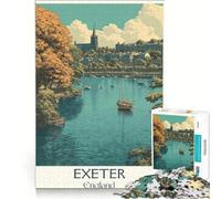 Exeter Devon Travel Poster Puzzle per adulti da 1000 pezzi | 38x26cm Decorazioni artistiche per la casa: difficili e stimolanti che rafforzano l'amore tra le coppie.