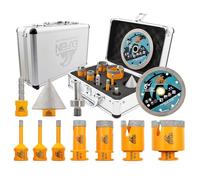 EXFEIN Kit di punte diamantate per piastrelle - 10 pezzi (6/6/8/20/25/35/50mm+10mm fresa+50mm punte smussate+adattatore+125mm disco diamante) per porcellana piastrelle marmo granito