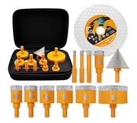 EXFEIN Kit di punte diamantate per piastrelle, 12 pezzi, 6-65 mm, con gambo triangolare, con disco da taglio e smerigliatura da 125 mm, per porcellana, marmo, granito, pietra naturale