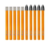 EXFEIN Punte diamantate - Kit di punte da trapano per piastrelle, 6 mm, 5 pezzi e punte da trapano in carburo da 6 mm, 5 pezzi, per forare ceramica, porcellana, piastrelle, marmo, granito muratura