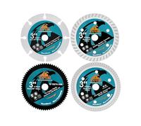 EXFEIN Set di 4 dischi diamantati da taglio circolari da 75 mm, per il taglio di piastrelle, metallo morbido, legno, cemento, diamante