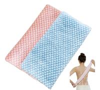Exfoliating Shower Towel-Back Scrubber Back Extra Long Exfoliating Washcloth for Men Women Exfoliating Body Scrubber for Cleaning and Massage Slim and Portable Ideal for Travel (Blue + Pink)