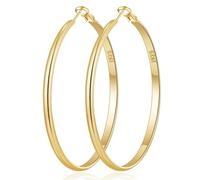 EXGOX Orecchini a cerchio da donna in argento Sterling, larghi 5 mm, orecchini a cerchio in argento Sterling, ipoallergenici, leggeri, placcati in vero oro 14 carati, grandi orecchini a cerchio da