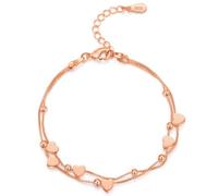EXGOX S925 Silver Heart Bracelet, Adjustable Double Layered S925 Sterling Silver Heart Bracelet for Women, Elegant Silver Chain Jewellery, Wedding Anniversary Bestfriend Birthday Gift for Her