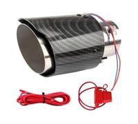 Exhaust Tips, Stainless Steel Flame Tailpipe With LED Light, Straight Muffler Tip | Carbon Pattern Finish And 55mm Fit | 1 Piece, For Car Modification And Truck Upgrades