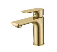 EXHOYAJB Rubinetto for imbarcazione for Montaggio su Ponte in Ottone Massiccio Canna di Fucile for lavabo in Oro Spazzolato Quadrato Opaco for da Bagno Piccolo BL709(Brushed Gold)