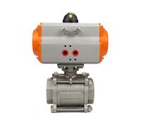 EXHOYAJB Valvola a Sfera pneumatica a Piattaforma Alta in Acciaio Inossidabile 304 a Tre Pezzi da 4 Pollici, valvola a con Cilindro a Doppio Effetto 100