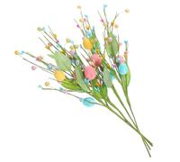 EXHUMKY 4 Steli Decorativi di Pasqua Uova Artificiali in Schiuma e Seta, Ramo Pasquale per Composizioni Fai da Te, Centrotavola e Decorazioni Festive per Casa e Feste