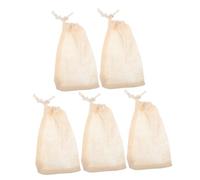 EXHUMKY 5pezzi Sacco Di Sapone in Rete Di Sisal Naturale Sacchetto Schiumogeno Per Doccia e Bagno Porta Sapone Esfoliante Con Coulisse Per Viaggio e Casa Beige