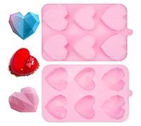 EXIN DEHCEN 2 Pezzi Stampi Silicone Cuore, Stampo Cuore Silicone, Stampo in silicone A Forma di Cuore, Moule en Silicone Coeur à 6 Cavités pour Chocolat, Gâteau au Fromage, Glaçons, Bougies de Savon