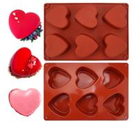 EXIN DEHCEN 2 Pezzi Stampi Silicone Cuore, Stampo Cuore Silicone, Stampo in silicone A Forma di Cuore, Moule en Silicone Coeur à 6 Cavités pour Chocolat, Gâteau au Fromage, Glaçons, Bougies de Savon
