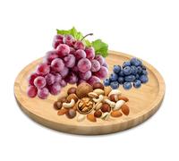 EXIN DEHCEN Rotondo in Bambù con Sottobicchieri 20x20x2 cm, Vassoio Rotondo in Legno, Vassoio Bambù Ornamentale, Vassoio da Portata Legno, Piatto Legno, per Frutta, Servizi da Tè, Gioielli