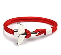 EXINOX Bracciale Nautico Balena Mare | Uomini Donne | Sea Life | Argento (Rosso e Bianco)