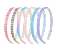 Exipsat Cerchietto glitterato per capelli in plastica, 6 pezzi, scintillanti e carini, antiscivolo, per capelli arcobaleno, accessori colorati