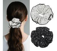 EXIPSAT Set di 2 Scrunchies con disegno a spruzzo, elastici per capelli da donna, elastici per capelli, ragazze, elastici per capelli