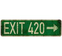 Exit 420 Sign Novelty Exit 420 Decor Exit 420 Street Sign Wall Art Decor For Home Farmhouse Bar Cafe Man Cave 40,6 x 10,2 cm