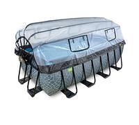 EXIT piscina rettangolare 400x200x122cm con cupola, filtro a sabbia e pompa di calore - grigio