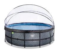 EXIT piscina rotonda ø450x122cm con cupola, filtro a sabbia e pompa di calore - grigio