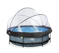 EXIT Stone pool ø300x76cm with dome and filter pump - grey Piscina con bordi Piscina rotonda 4383 L Grigio