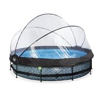 EXIT Stone pool ø360x76cm with dome and filter pump - grey Piscina con bordi Piscina rotonda 6125 L Grigio