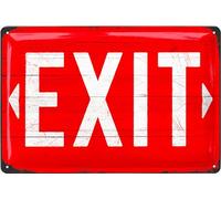 EXIT - Targa in metallo vintage per cinema come decorazione per cantine, pub e bar, targa in metallo retrò come regalo, motivo nostalgico effetto legno, 20 x 30 cm